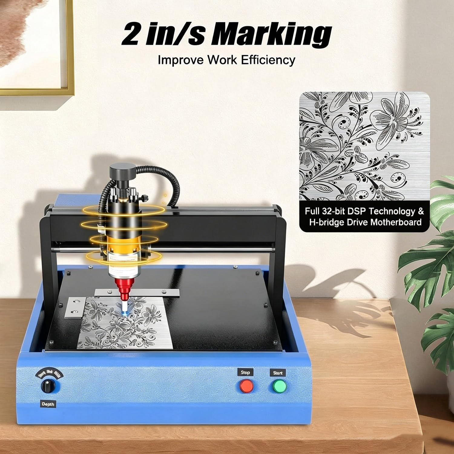 Elektrische Markierungsmaschine, 400 W Dot Peen Gravierer für Metall, markiert Seriennummern, Datum und Zeichen, kompatibel mit Windows XP, 7, 8, 10, 300 x 200 mm Bereich