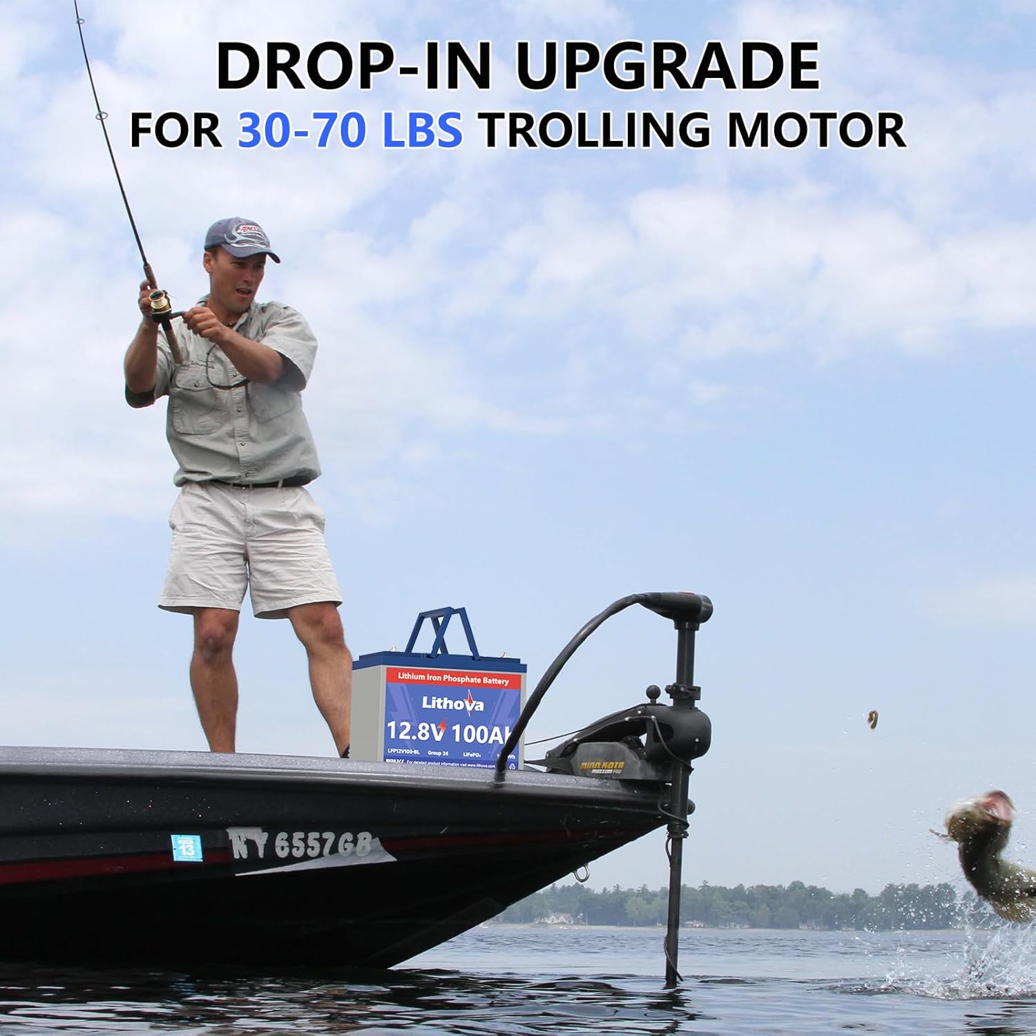 12V 100Ah LiFePO4 Battery, Up to15K Cycles, 1280Wh Higher Energy Density, Rechargeable Deep Cycle RV Lithium Battery, Group 24 for RVs,Yacht, Camper, Solar, Marine, Trolling Motor and Energy Storage