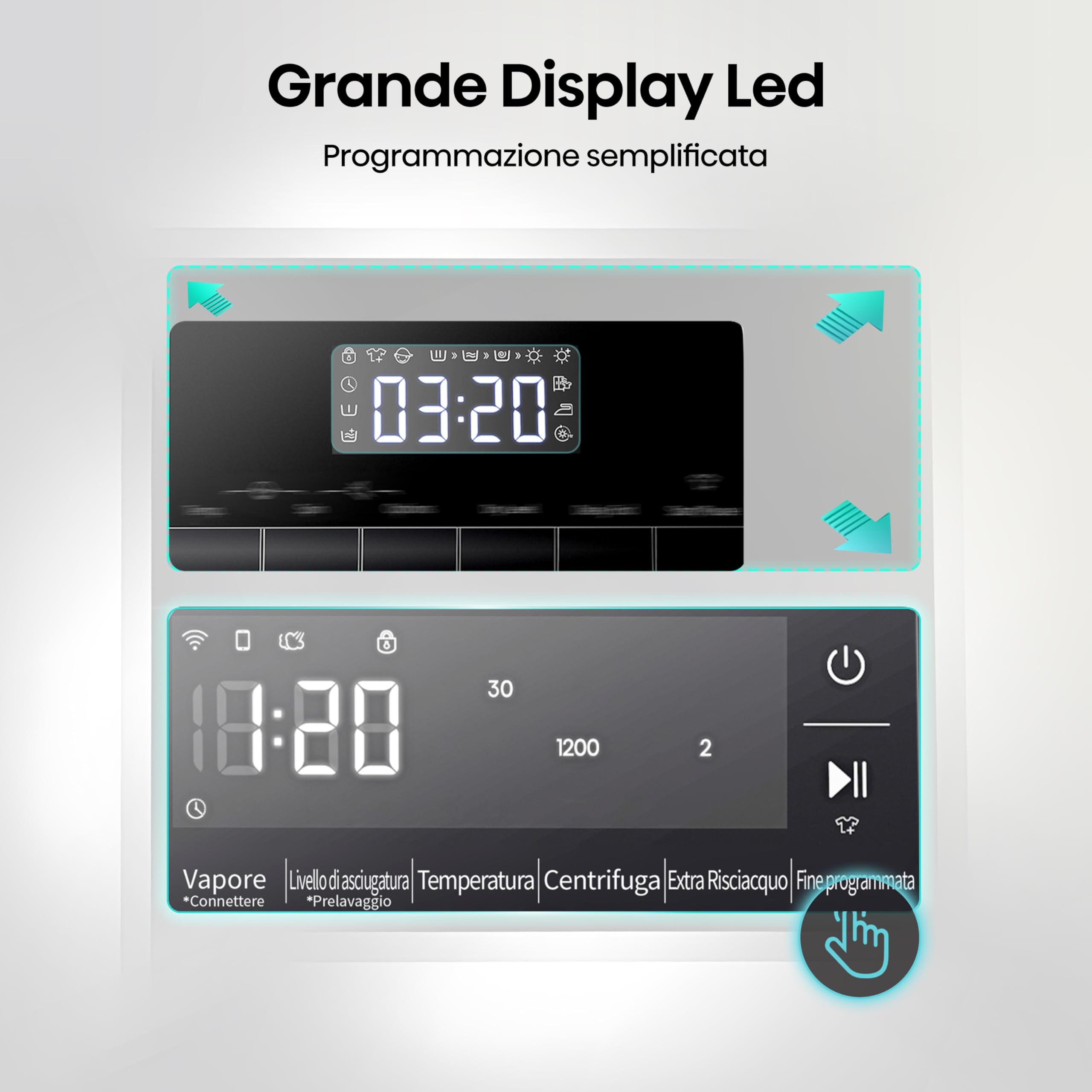 Hisense WD3S1043BW7 Lavasciuga 10,5 + 6 Kg, 1400 Rpm, 19 Programmi Automatici, Vapore, Motore Inverter, Classe Energetica A-20%/D, Display Led, Grigio, WiFi