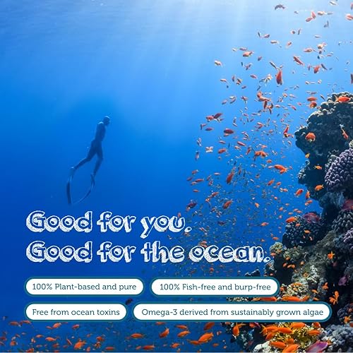 Vista 14 de Complemento alimenticio de Omega-3, basado en la planta DHA y EPA de aceite de algas, omega-3 puro y vegano, mucho más saludable que el aceite