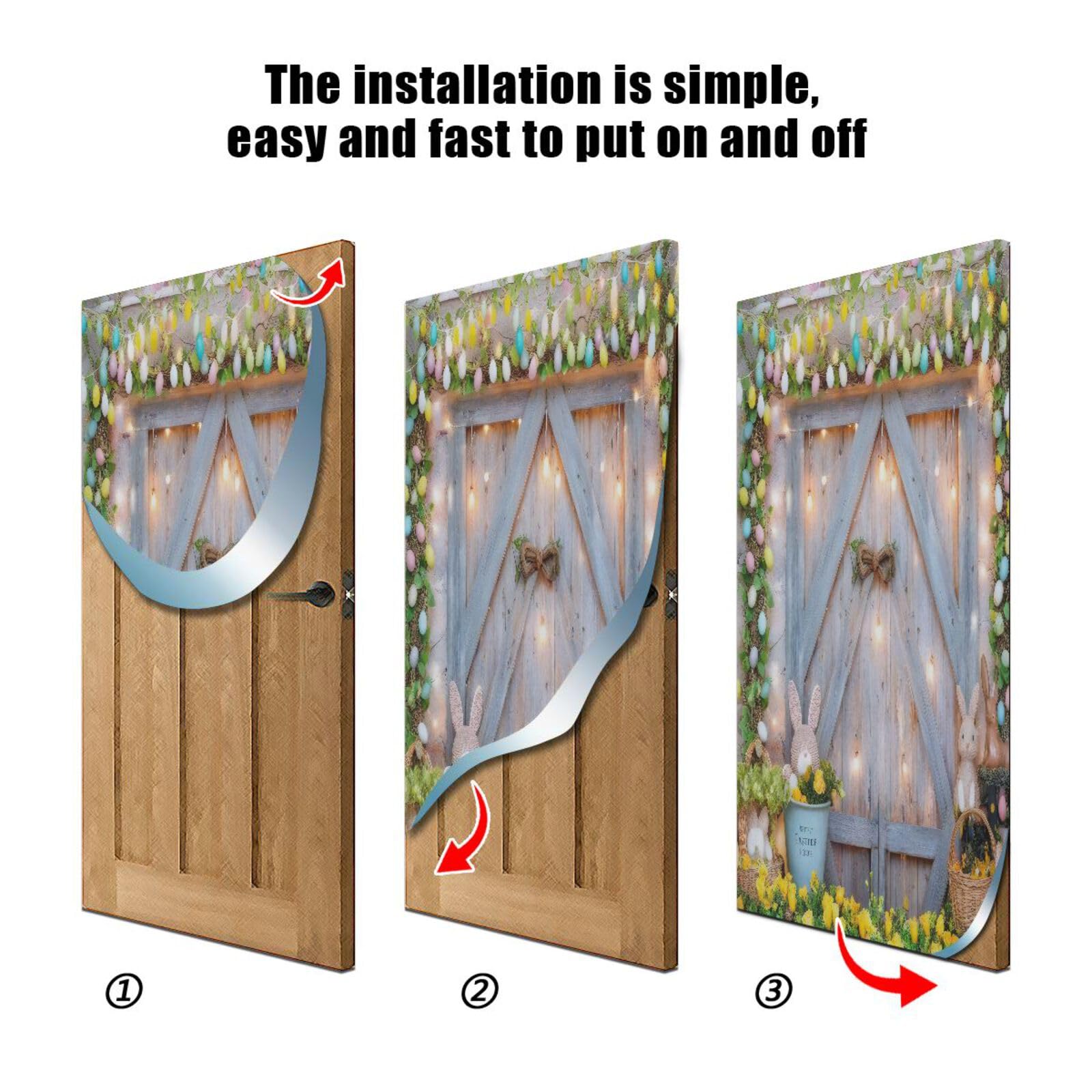 FLildon Cute Eggs Easter Bunny Wearhouse Door Cover Decoration, Party Accessory Porch Decor for Festive Ornament Room Door Covers 35 x 79 Inch