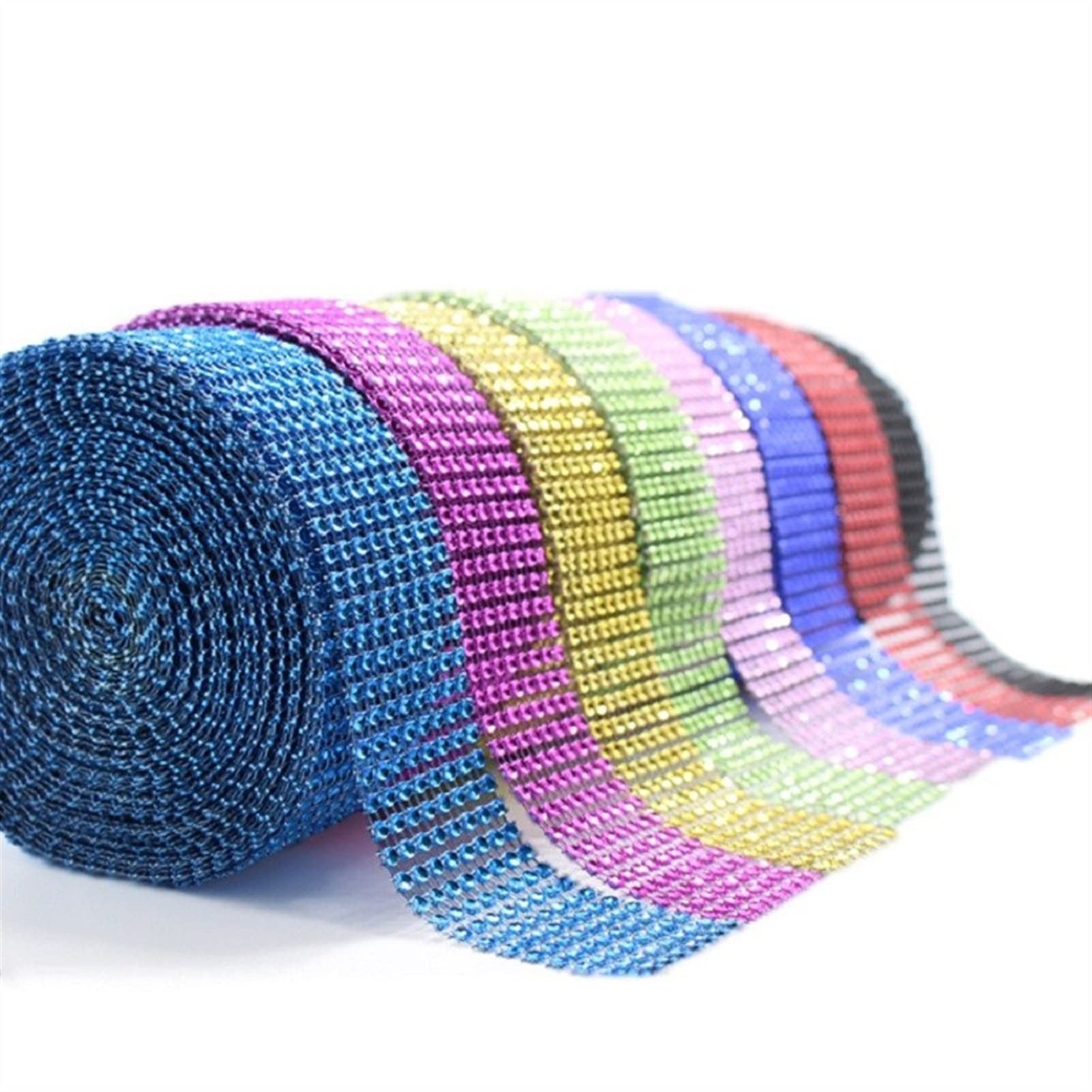 ACiyD Mehrzweck 4Yard 4CM Gold Silber DIY Diamond Mesh Strass Wraps Ribbon Crystal Roll Trim Sparkle Mesh Wrap for Hochzeit Blumendekoration für Geschenkverpackung Craft (Color : Blue) (Rose Red)