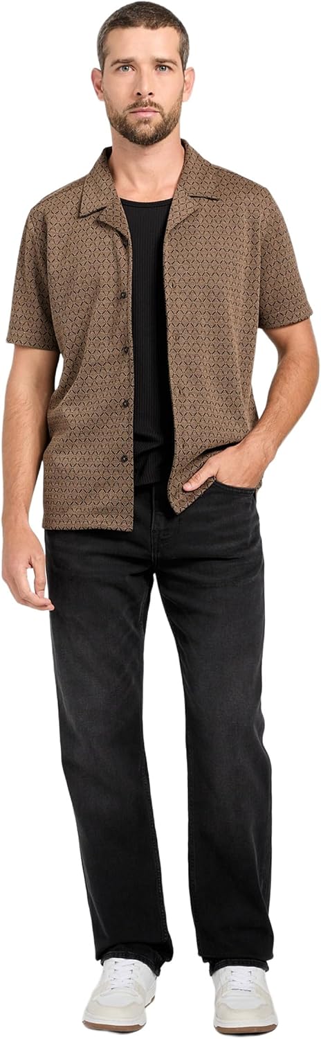 GUESS Mens Eco Short Sleeve Marcos Jacquard Shirt - Image 2