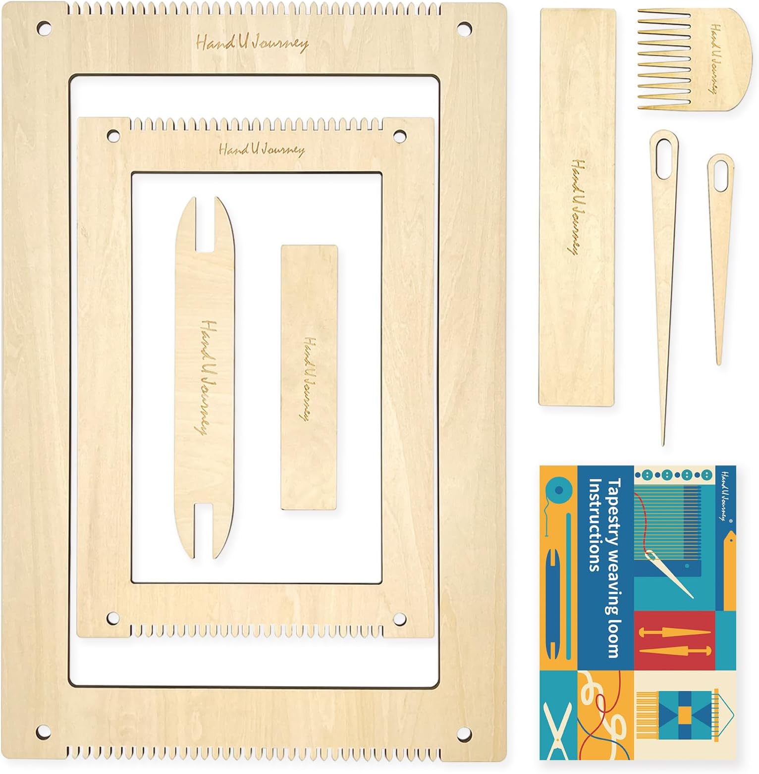 Rectangle Weaving Loom Kit – 2 Sets (11"x16.5" & 7.8"x11.7") with Weaving Needles and Tools, Beginner-Friendly DIY Weaving Craft Kit for Adults