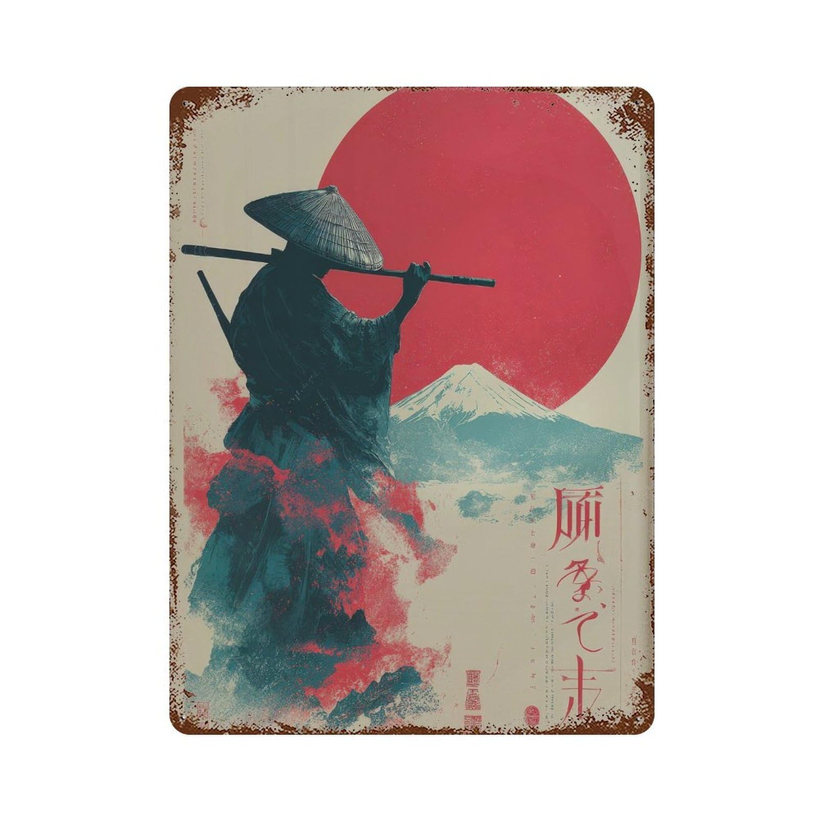 xiaoxiaoshen Samurai Silhouette. Japanese Traditional Contemporary Asian Wall Decor Art Metal Tin Poster Modern Home Decor Art Home Bar Shop Decorations Vintage Sign 40x30cm