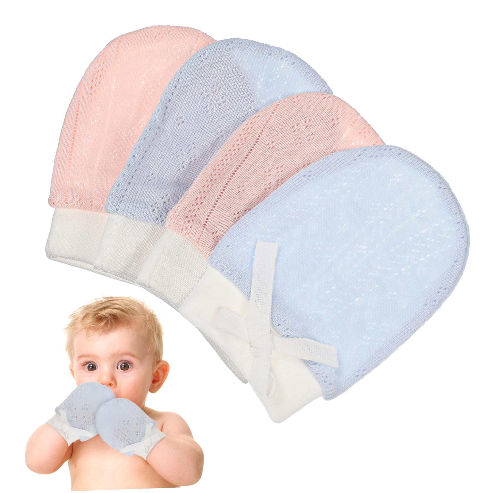 Homoyoyo Anti-scratch Mittens Stretchy Newborn Mittens for Infant Winter Cotton Gloves Elastic Adjustment No Scratch for Newborns