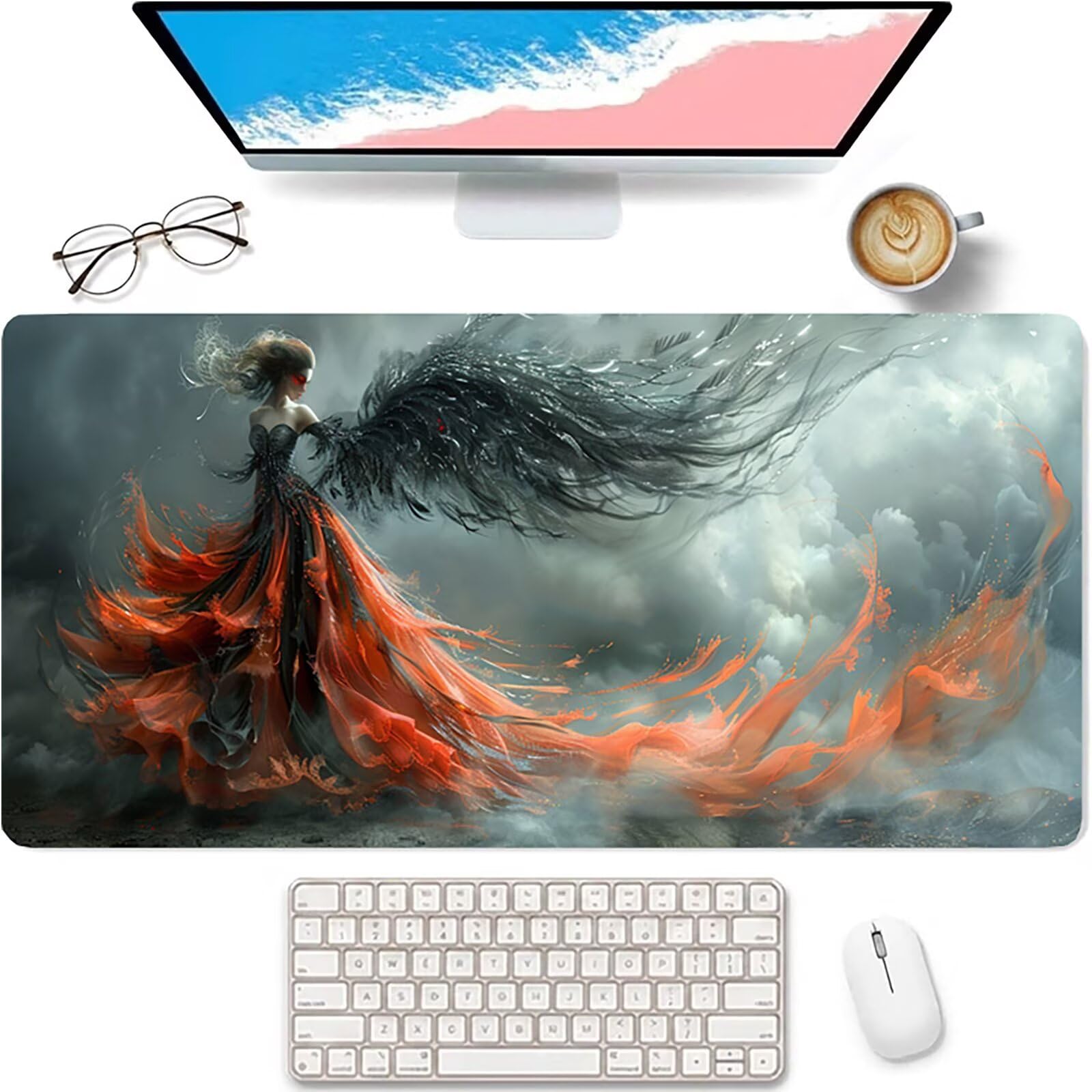 Gris Alfombrilla Ratón XXL 1600x800x3mm, Mujer Grande Mouse Pad B-9248 | Alfombrilla Ratón Gaming Mejora la Precisión y la Velocidad, Alfombrilla Escritorio para Jugadores de PC, Oficina