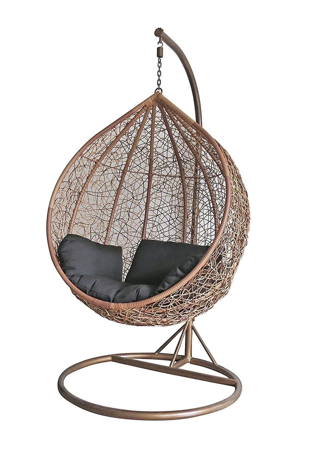 dirty pro tools™ Brown Colour Rattan Swing Egg Chair Outdoor Garden Patio Hanging Wicker Weave Furniture