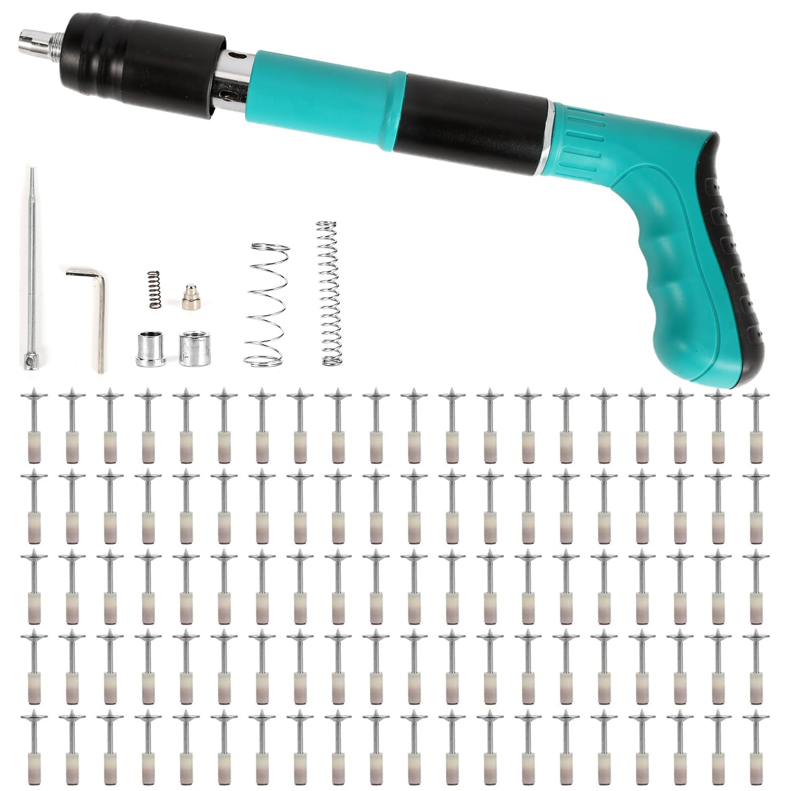 Lot de 110 pistolets à ongles avec 110 clous ronds, mini pistolet à clous manuel pour acier et béton, silencieux portable, en acier, pour ancrage mural de plafond, fente de fil, mur de maison