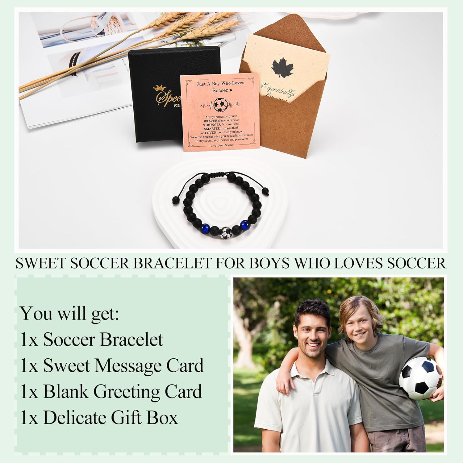 Soccer Football Basketball Baseball Hockey Bracelet Gifts for Boys Players Team Lovers Son Grandson Brother Nephew Friend as Birthday/Valentines Day/Graduation/Back to School/Christmas Gifts - Image 6