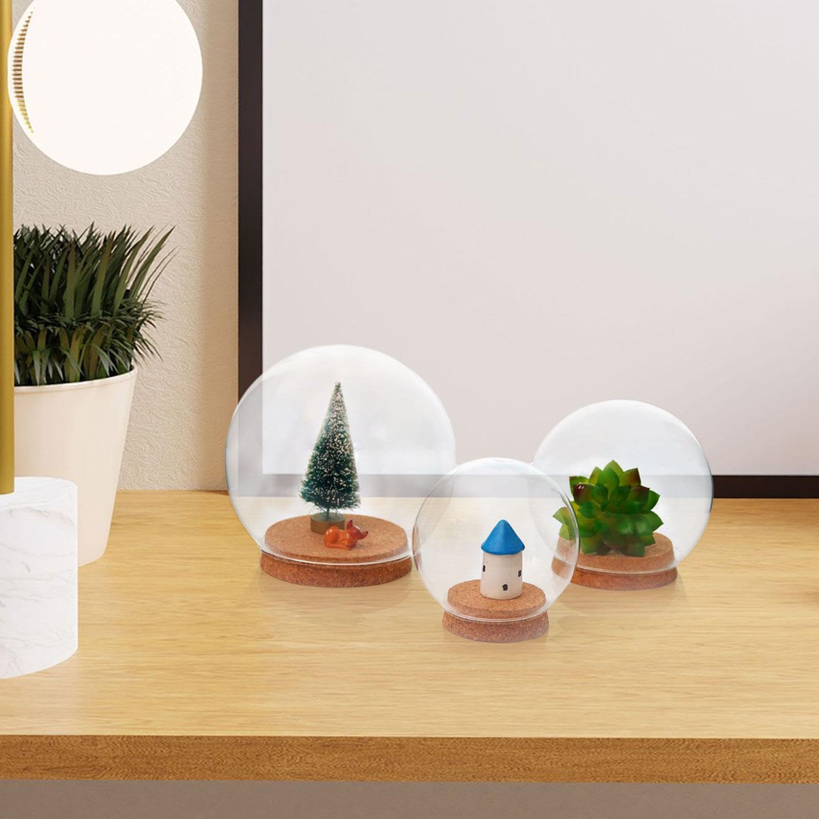 predolo Rundes Glas-Cloche-Kugelglas mit Kuppel, Tischdisplay mit Sockel, 20 cm