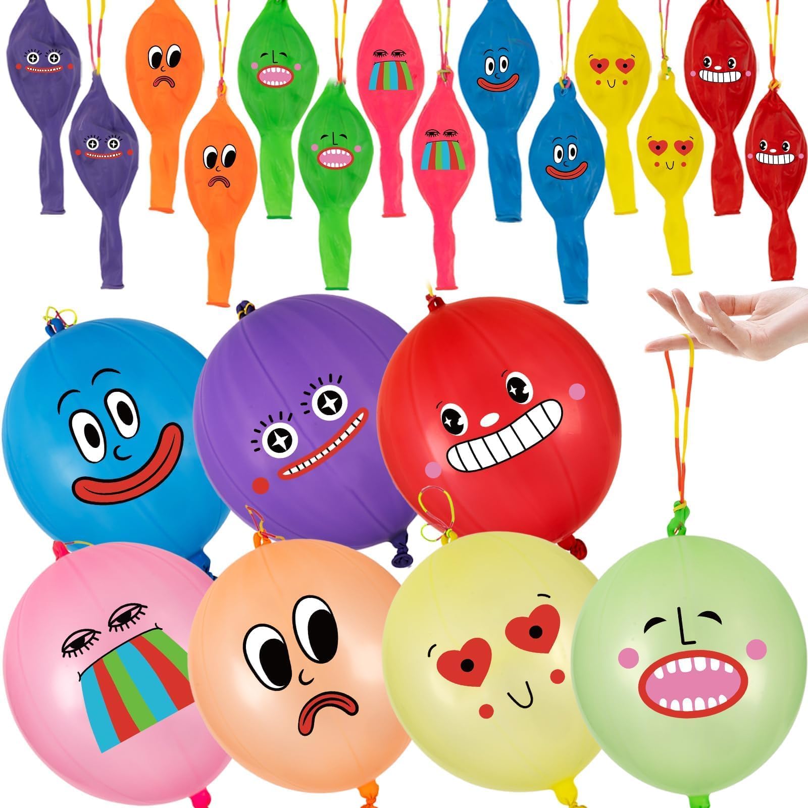 VABAMNA Funny Party Favors for Kids Neon Party Decorations, 30 Pack Punch Balloons with Rubber Band Handle for kids Game Birthday Parties Supplies Goodie Bags Stuffers, 18 Inch