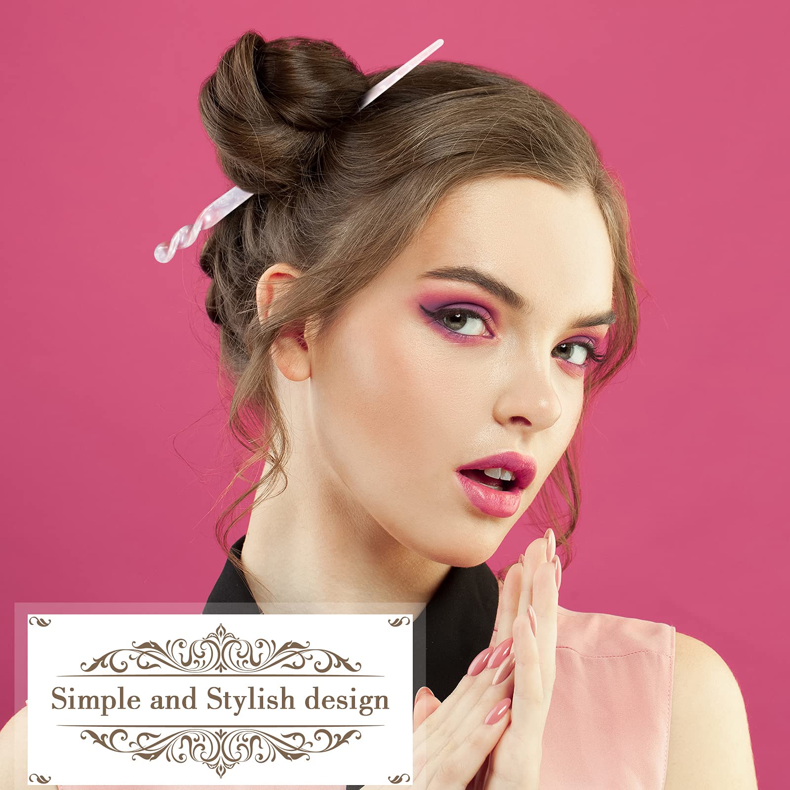 12 Piece Acetate Hair Sticks for Long Hair Styling Accessories 12-Piece Acetate Hair Sticks Hair Chopsticks Tortoise Shell  main image 3