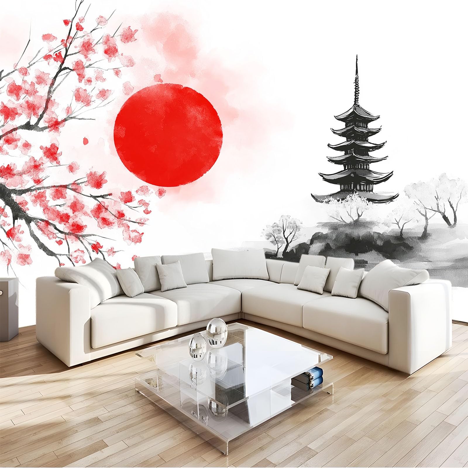 Papier Peint Intissé 3D Style Japonais de Haute Qualité pour Décoration Murale