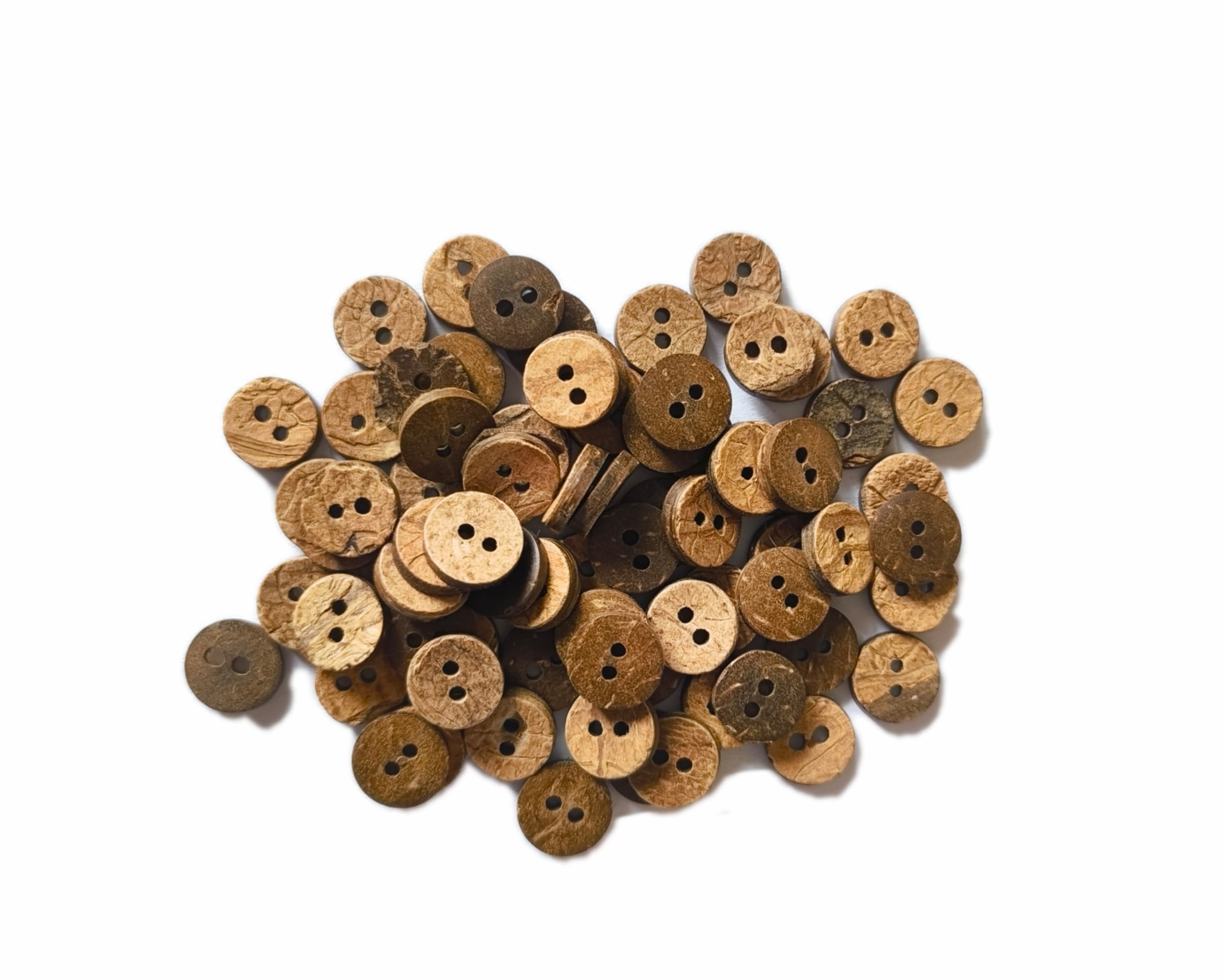 Ekta Enterprise Natural Coconut Shell 72 Pieces Wooden Buttons for Clothes, Shirt Buttons for Men & Women, Coconut Shell Round Wooden Buttons for Kurta, Kurtis, Crafts, Sewing,Embroidery, Ethnic Ware & DIY Art (2 Holes, 1 cm (0.39 Inch))