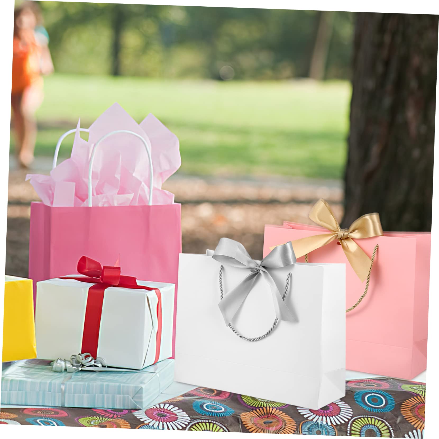 Healeved 10stücke Papier Geschenktüten Mit Henkeln Geschenktüten Mit Schleife Für Partys Geburtstage Feiertage Und Feste Zum Verpacken