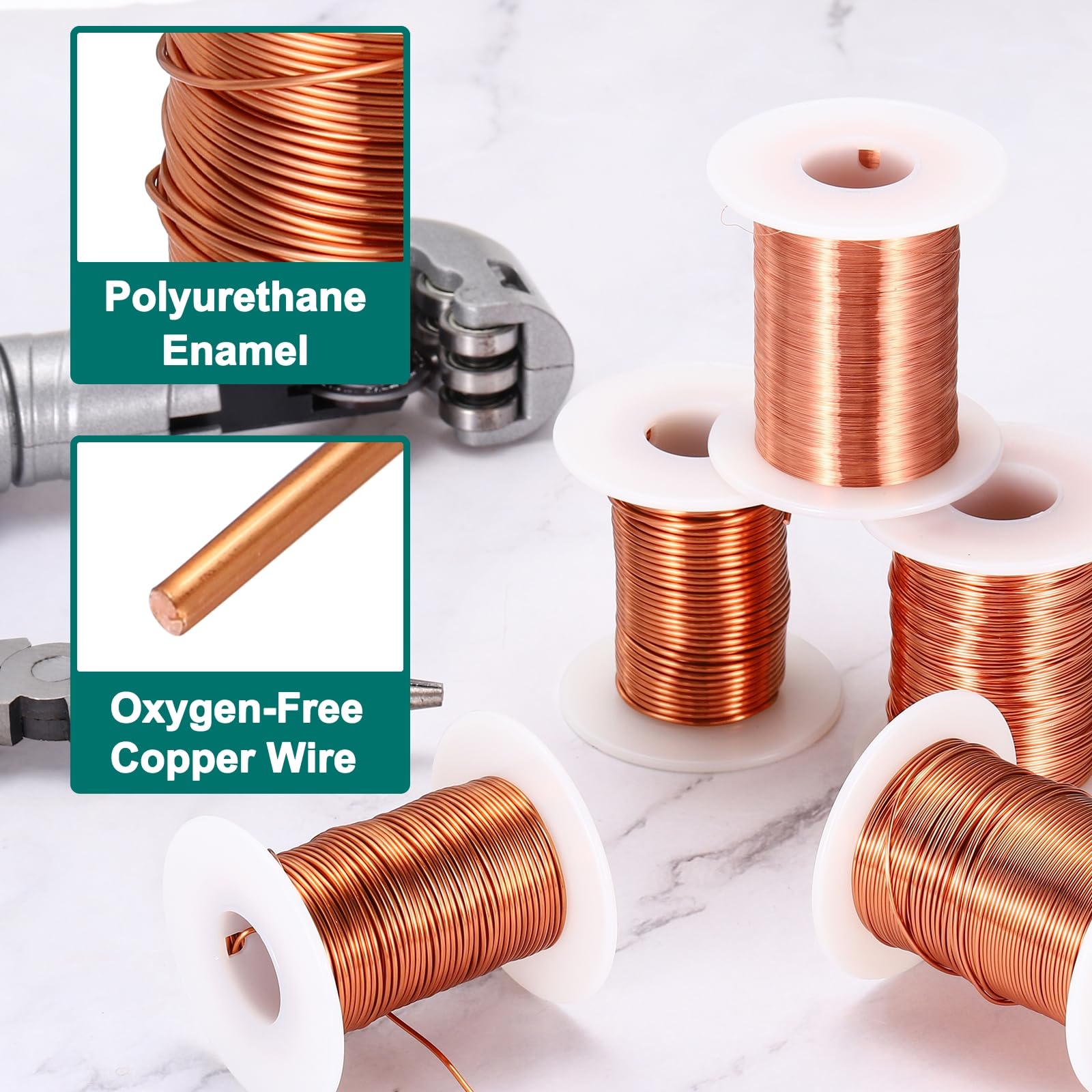 sourcing map 20 AWG Magnetdraht, 20 Gauge Kupferlackdraht, 227 g Magnetspulendraht für Transformator, Motor, elektrisch, 155 C (311F)