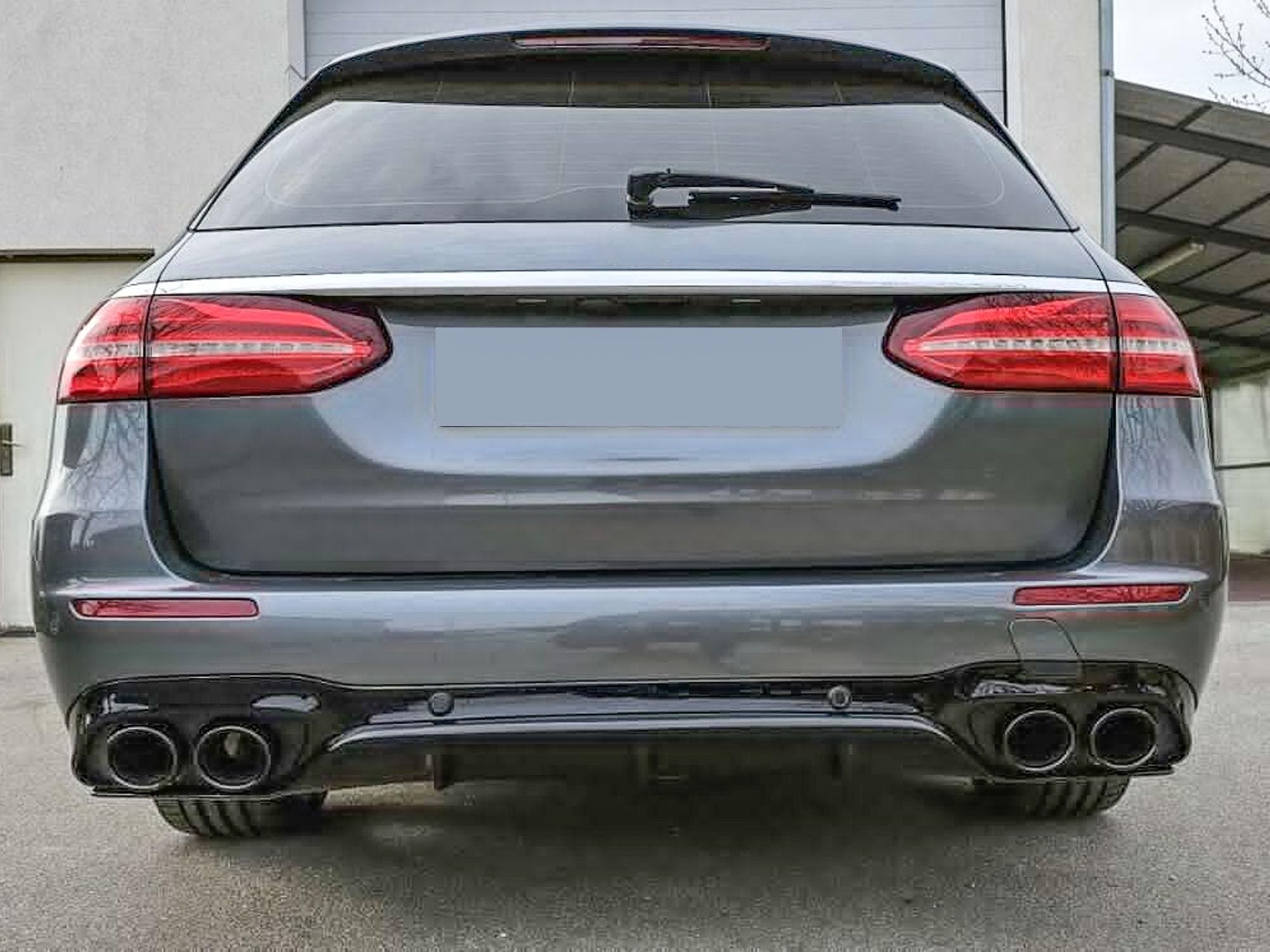 Heckdiffusor Diffusor mit Auspuffblenden Schwarz für Mercedes Benz E Klasse W213 S213 AMG Line E43 AMG 2016-2019 Benzin