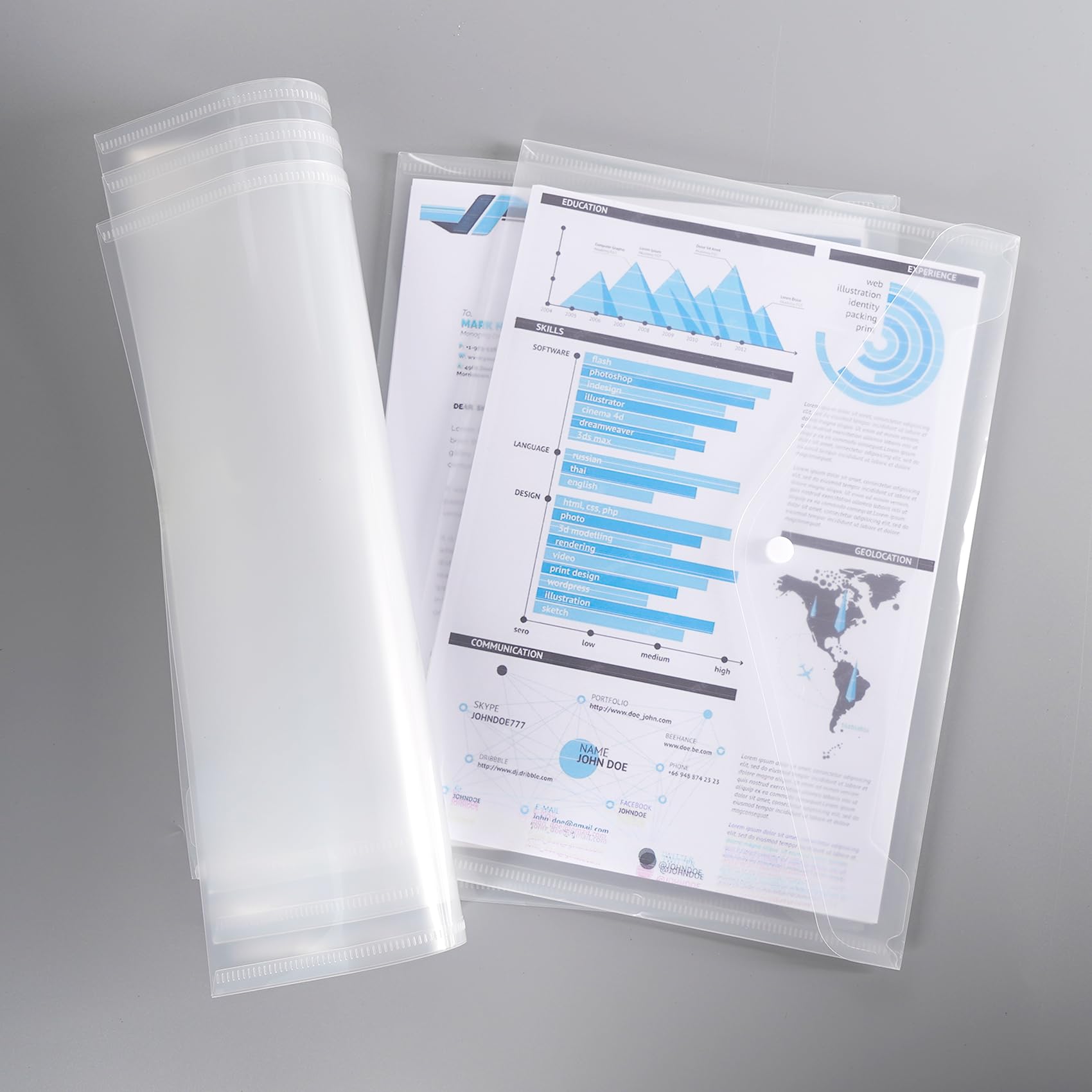 Snap Closure Folders 60 Pcs A4 Clear Plastic Envelopes - Snap Closure ...