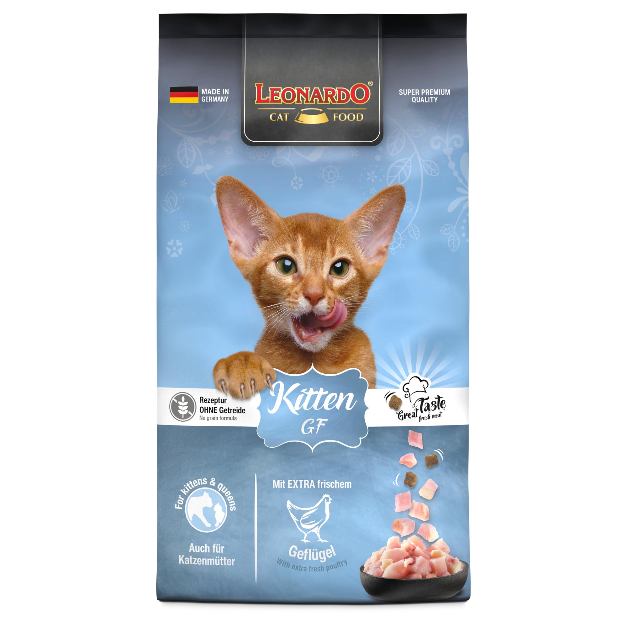 LEONARDO Kitten GF - Comida para gatos, 7,5 kg, sin cereales, alimento seco para gatitos de hasta 1 año, pienso completo con aves frescas