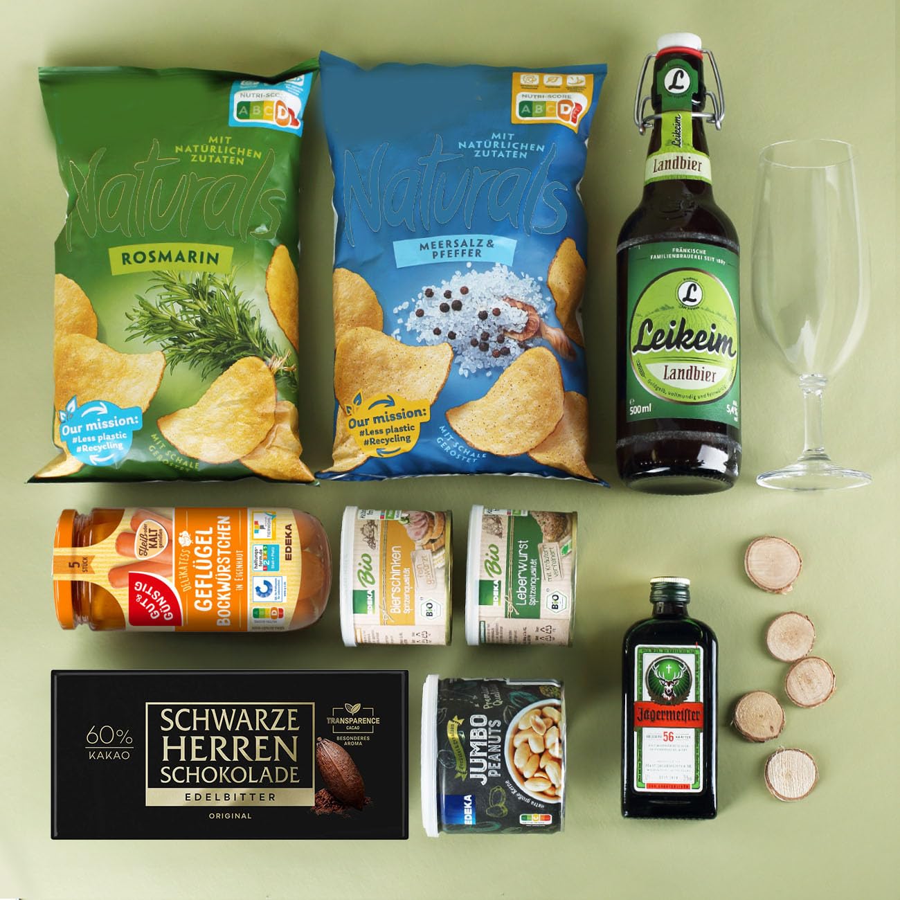 Herz & Heim Gefüllter Geschenkkorb für Männer Wurst, Bier & Chips