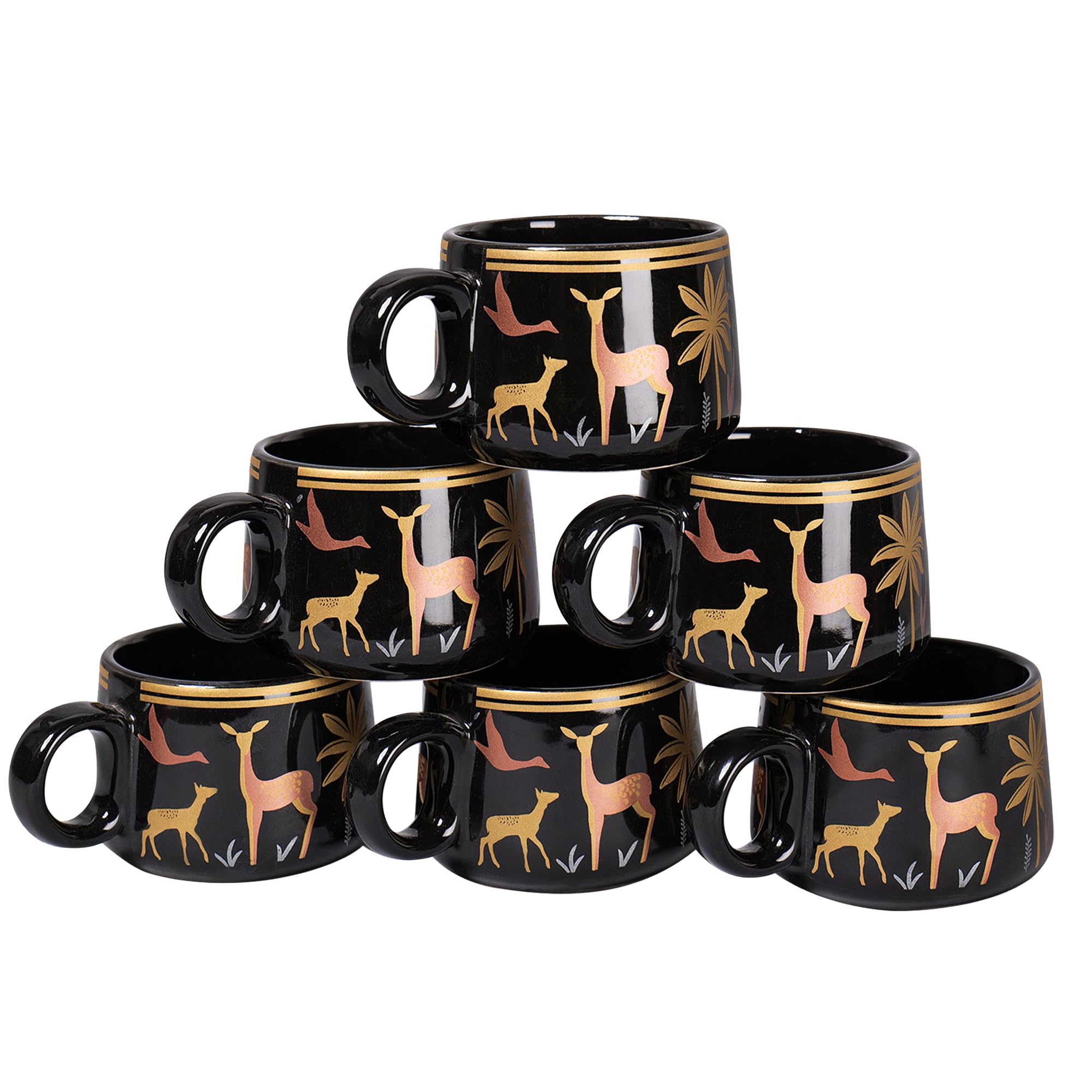 Bone China Tea & Coffee Cups Set of 6 Pieces (150 ml),Multi-Color