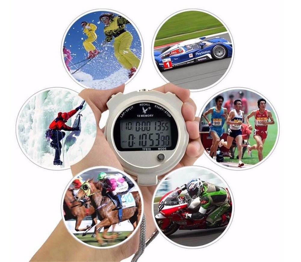 CuzitStop watch Metallic Professional Stopwatch 10 Laps Split Recallable Memory Athletics Sport Timer Stopwatches for men TF810
