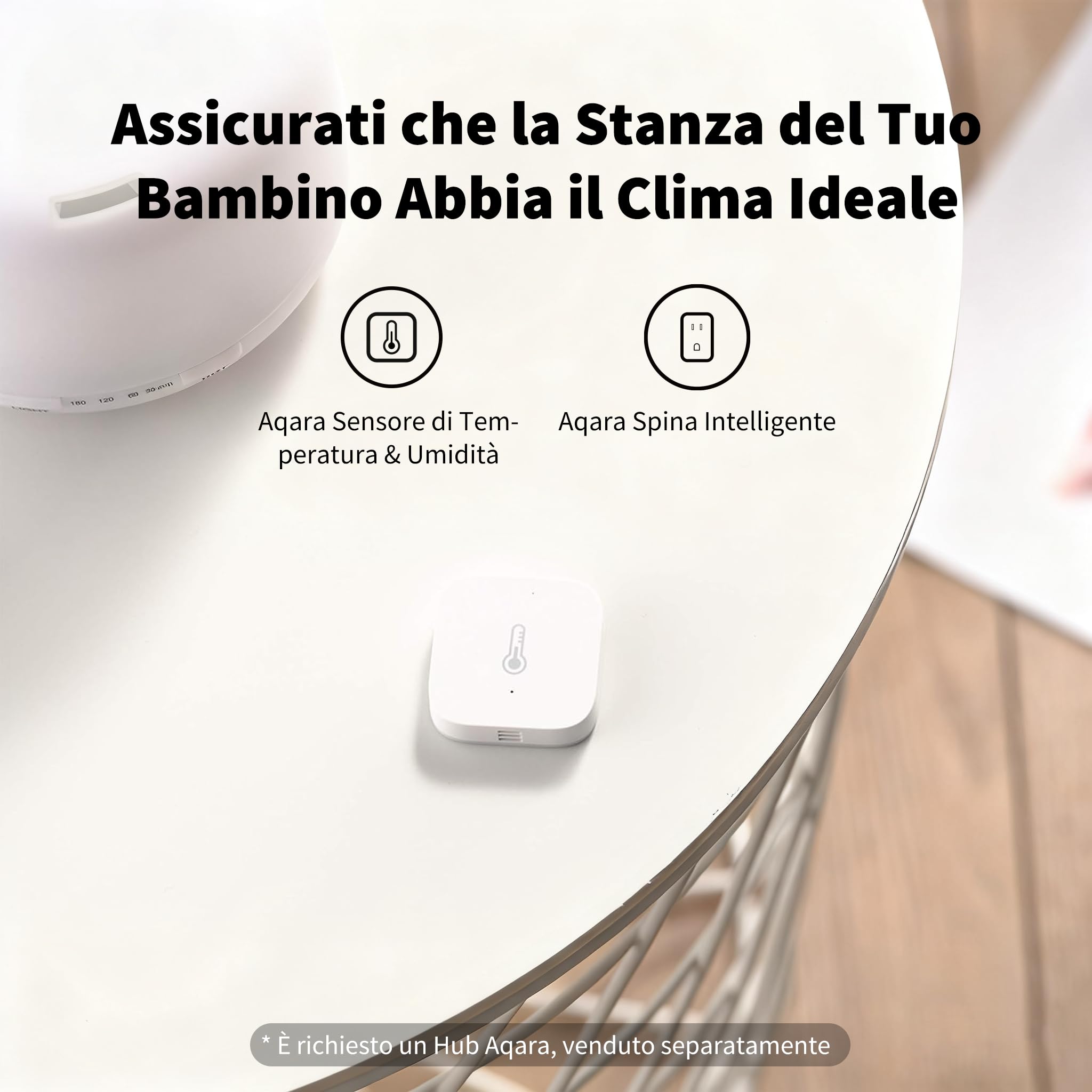 Aqara Sensore di Temperatura e Umidità, RICHIEDE AQARA HUB, Zigbee, Per Monitoraggio Remoto e Domotica, Termometro Igrometro Wireless, Compatibile con Apple HomeKit, Alexa, Funziona con IFTTT, Bianco