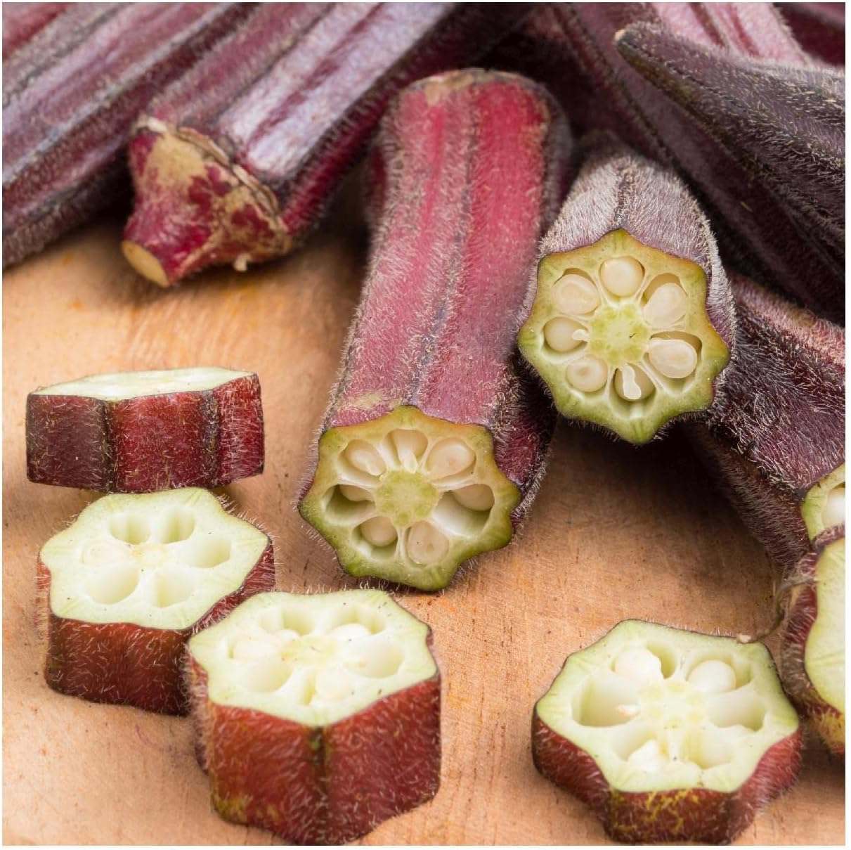 Everwilde Farms - 1 Lb Organic Red Burgundy Okra Seeds - Gold Vault Packet