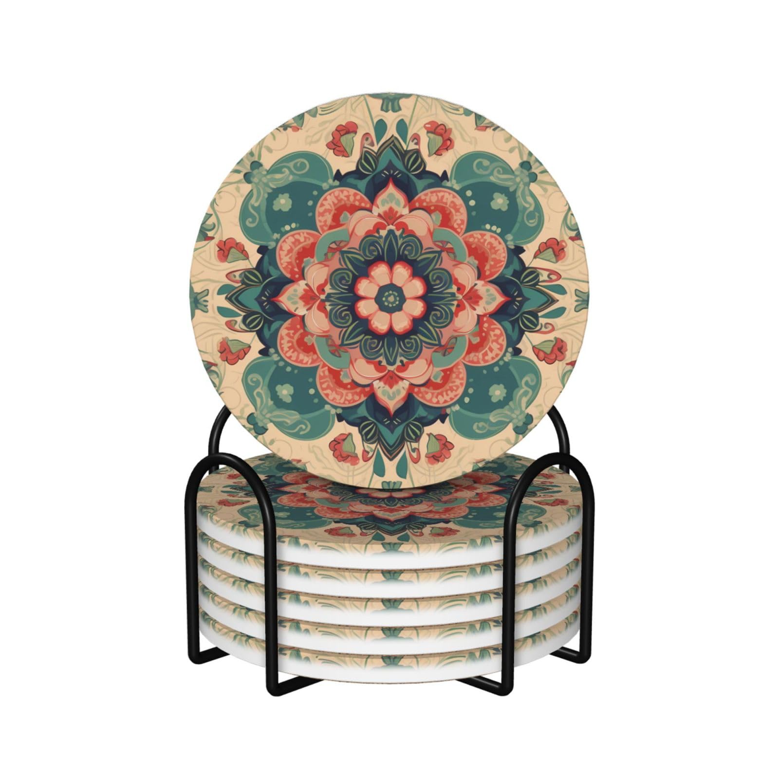 Dessous de verre en céramique lot de 6 avec support pour table basse