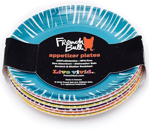 Miniatura 10 de French Bull Juego de 6 platos surtidos vajilla de melamina servir fiesta plato 6 pulgadas surtido de flecos