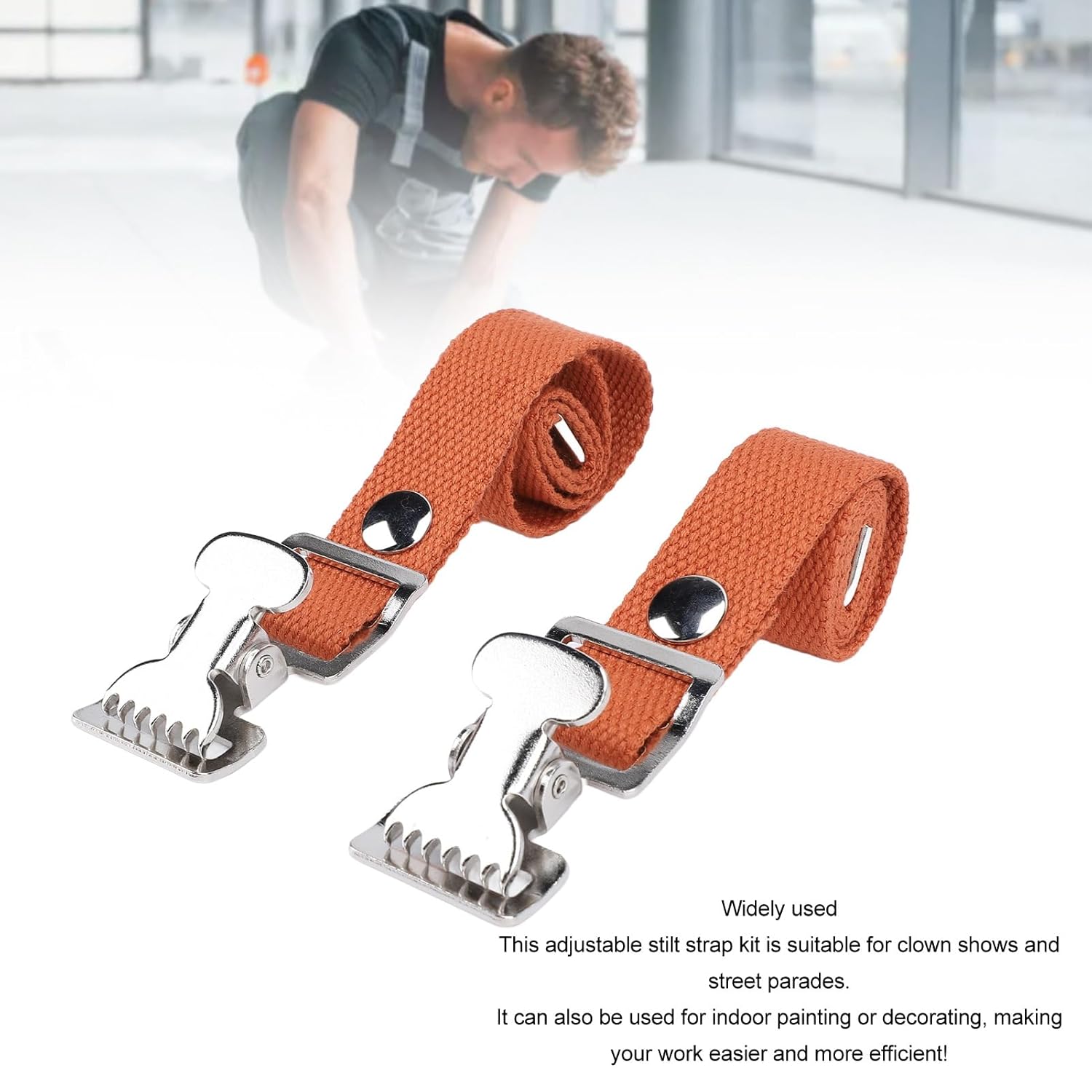 4 Pcs Drywall Stilts Leg Band Straps, Nylon Adjustable Leg Fixation Strap Kit, Replacement Part for Stilts, for Street Performance, Home Improvement, High Wall Painting (Brown)