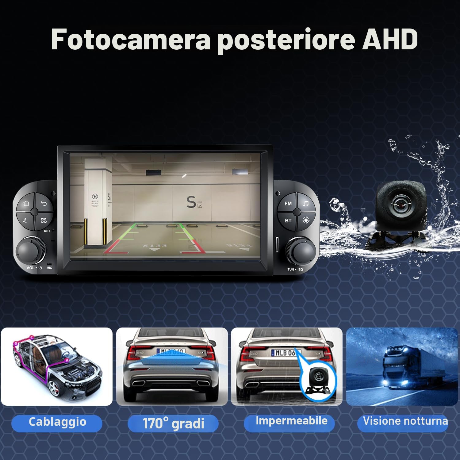 Autoradio per Fiat Panda 319 (2013-2020) con Android Auto e CarPlay Wireless, RDS Car Radio Bluetooth Android Stereo con telecamera retromarcia/Microfono/Canbus Box/WiFi/App Store 2G+32G