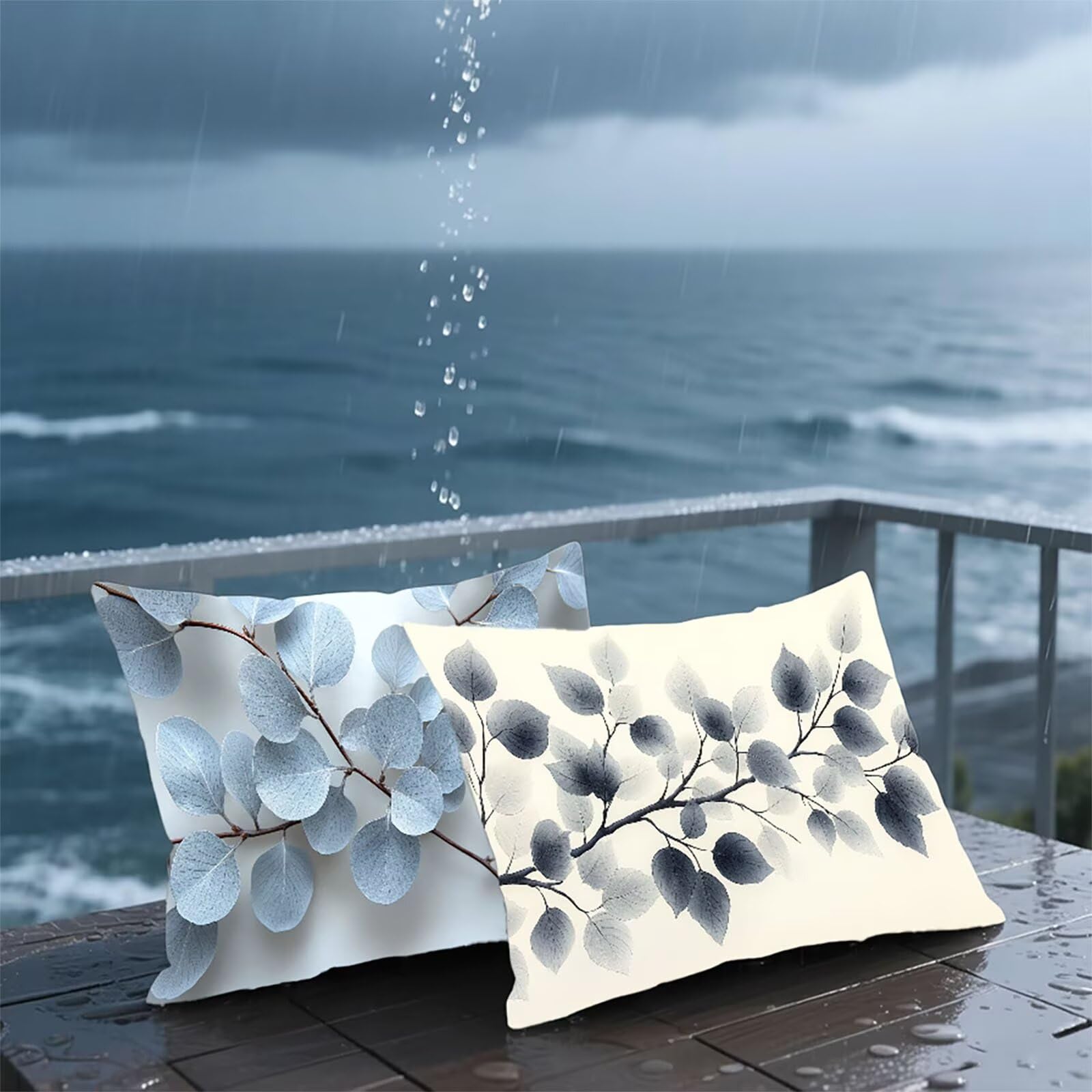 Federe Cuscino 60x80 Set di 2, Beige Federe Cuscini Divano Lino, Rettangolari Copricuscini 60x80cm Con Cerniera Invisibile, Copricuscino per Camera Letto Casa Decorazioni Regalo, Pianta I-4216