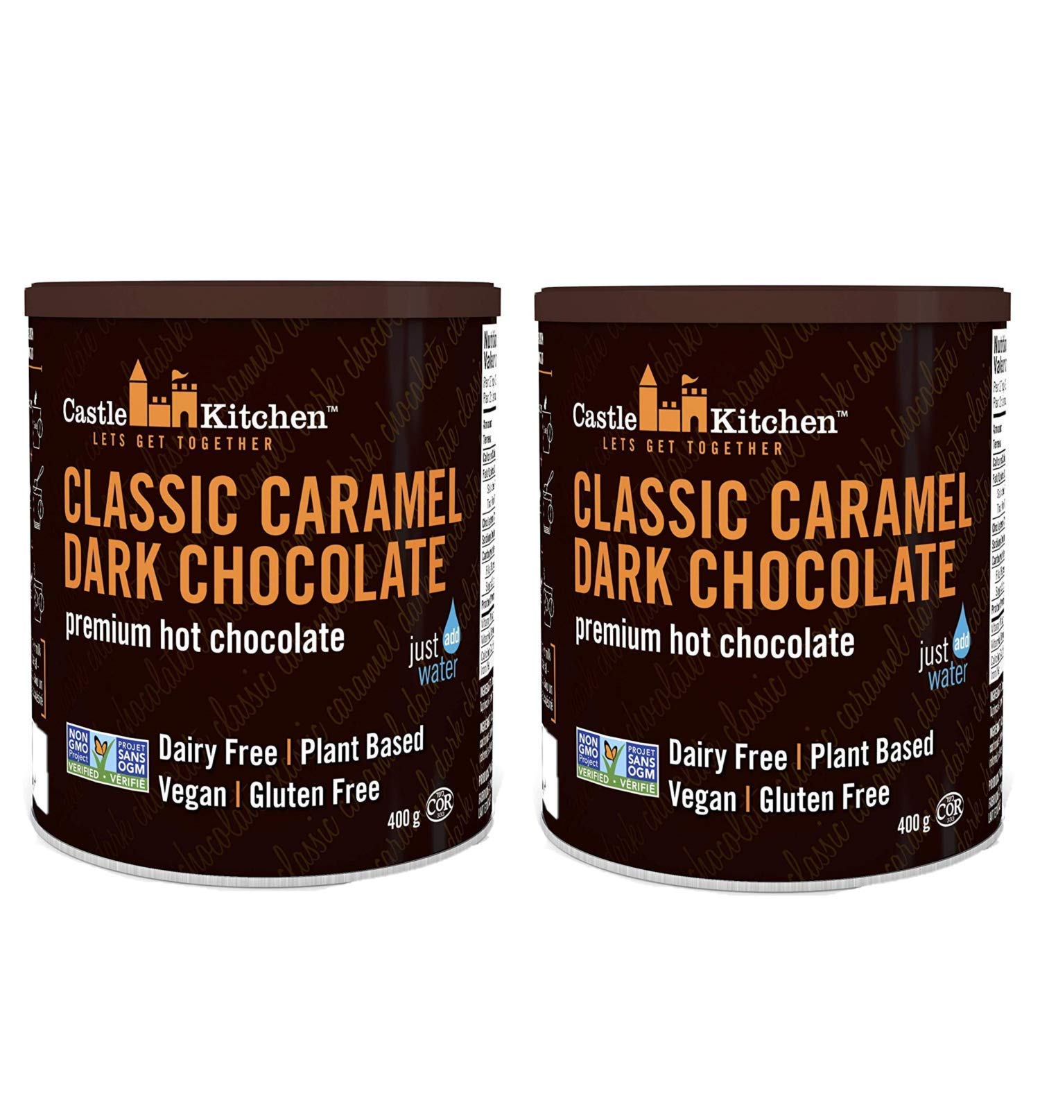 Castle Kitchen Classic Caramel Dark Chocolate - Dairy-Free, Vegan Premium Hot Chocolate Mix - Just A