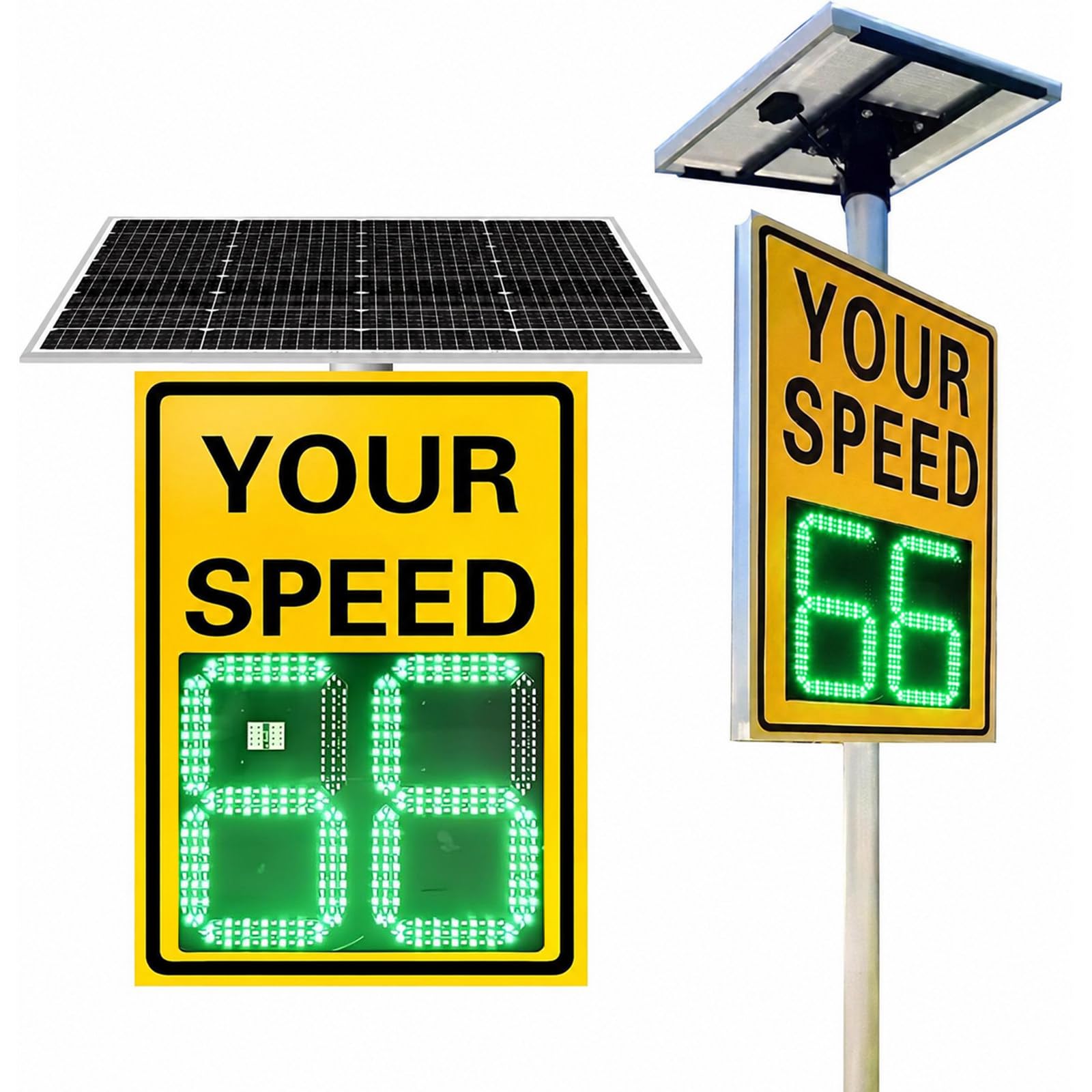 Radar pédagogique solaire, portée 200 m+, LED rouge/verte white-24*35"