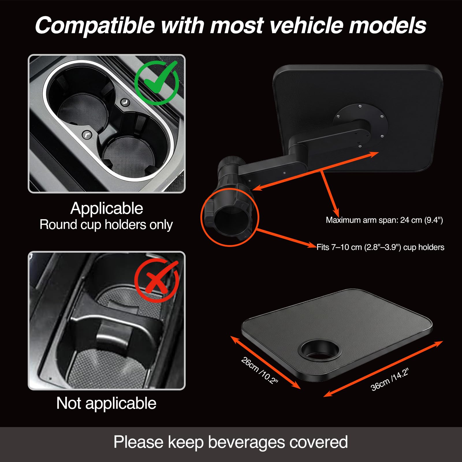 Um 360 Grad drehbarer Auto Tisch Tablett, einfache Montage, quadratisch, mit PU-Tischplatte, geeignet für Arbeiten und Pausen im Fahrzeug. Für Tesla Model Y/3 und die meisten Anderen Fahrzeug