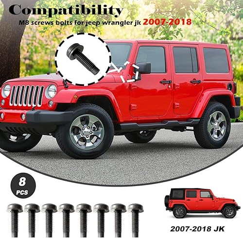 Miniatura 4 de Tornillos para Jeep Wrangler JK, pernos M8 aplicados al marco del parabrisas, barra antivuelco, portón trasero, bisagras duras de puerta, soportes