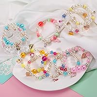 Vista 2 de PinkSheep Bracelets for Kids Girls Pearl Bead Bracelets Teen Jewelry Set Party Favor Costume Princess Pretend Play,Beaded Stretch Charm Bracelet Set