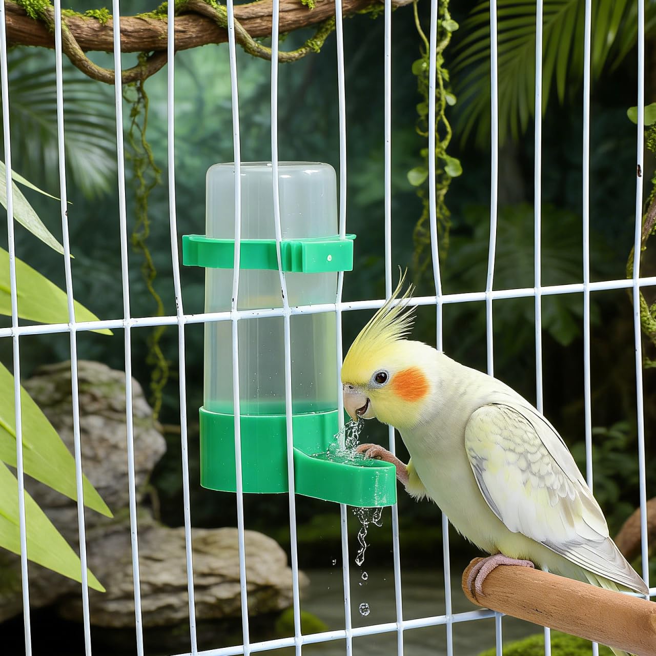 Hohopeti Distributeur d'eau Automatique pour Oiseaux en Cage 10 Pièces Abreuvoir pour Perroquets Et Pigeons Anti-Gaspillage 60Ml Bec Incliné Fixation Universelle en Plastique Abs Robuste
