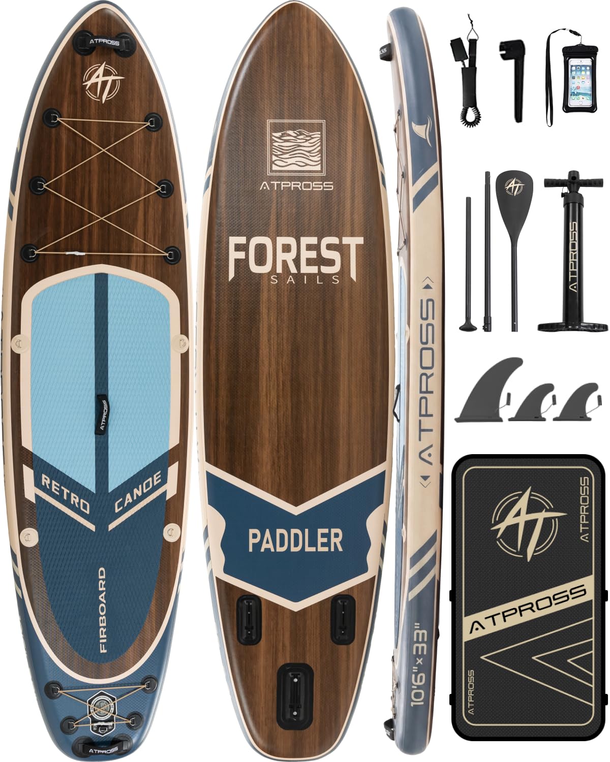 ATPROSS Tavola SUP Gonfiabile con Sedile Kayak e Accessori, 320x84cm Stand Up Paddle Extra Largo per 2 Persone, Portata 200kg, Canoa Gonfiabile 2 Posti Stabile e Antiscivolo per Mare e Surf