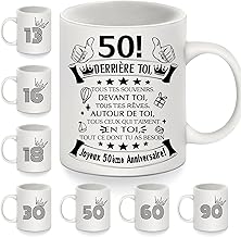 50e Anniversaire Tasses pour 50 ans Femmes Hommes Tasse à café Derrière toi tous tes souvenirs pour maman papa tante oncle Sœur Grand-mère Femme amis cadeau d'inspiration pour l'anniversaire(50-a)