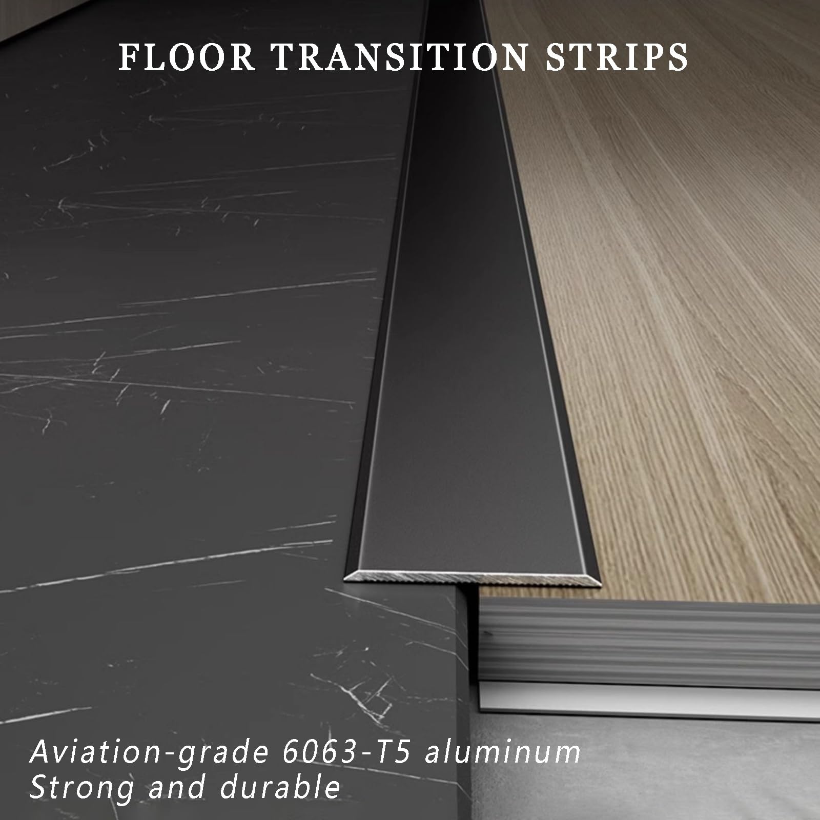 Aluminium-Übergangsstreifen, 90 cm, langlebiges Metallprofil für Laminat, Hartholz- und Fliesenböden, 60 mm breit, nahtloser Kantenschutz für glatte Bodenübergänge, 3 Stück