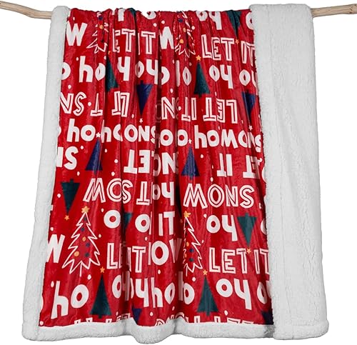 Gogreen Manta de forro polar Sherpa de Navidad de doble capa de franela de 220GSM y sherpa de 270GSM, mantas de invierno gruesas y cálidas (50 x 60