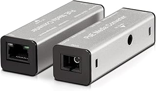 A Pair of Ethernet PoE Media Converter, Single Mode SC Single Core, Fiber PoE Converter, 10/100Mbps, Transmission Distance 20KM, IEEE802.3u, Plug and Play (10/100Mbps)