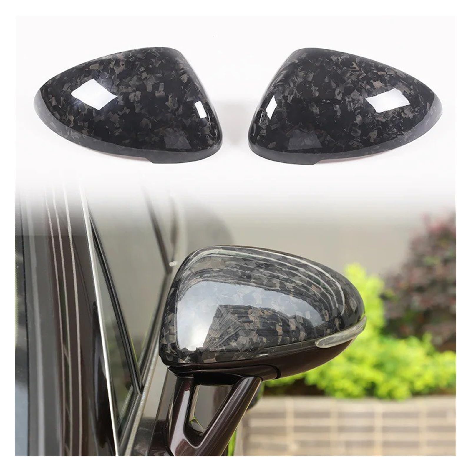 Interior Mouldings for Macan 2014-2023 Carbon Fibre Car Rearview Mirror Cover Trim Sticker Car Accessories 2PCS Car Accessory(Forged Pattern)