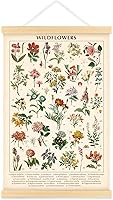 Tatuo Vintage Wildflowers Poster - Rustic Botanical Wall Art Print with Wood Frame, Educational Floral Chart 15.7x23.6 Inch Home Decor