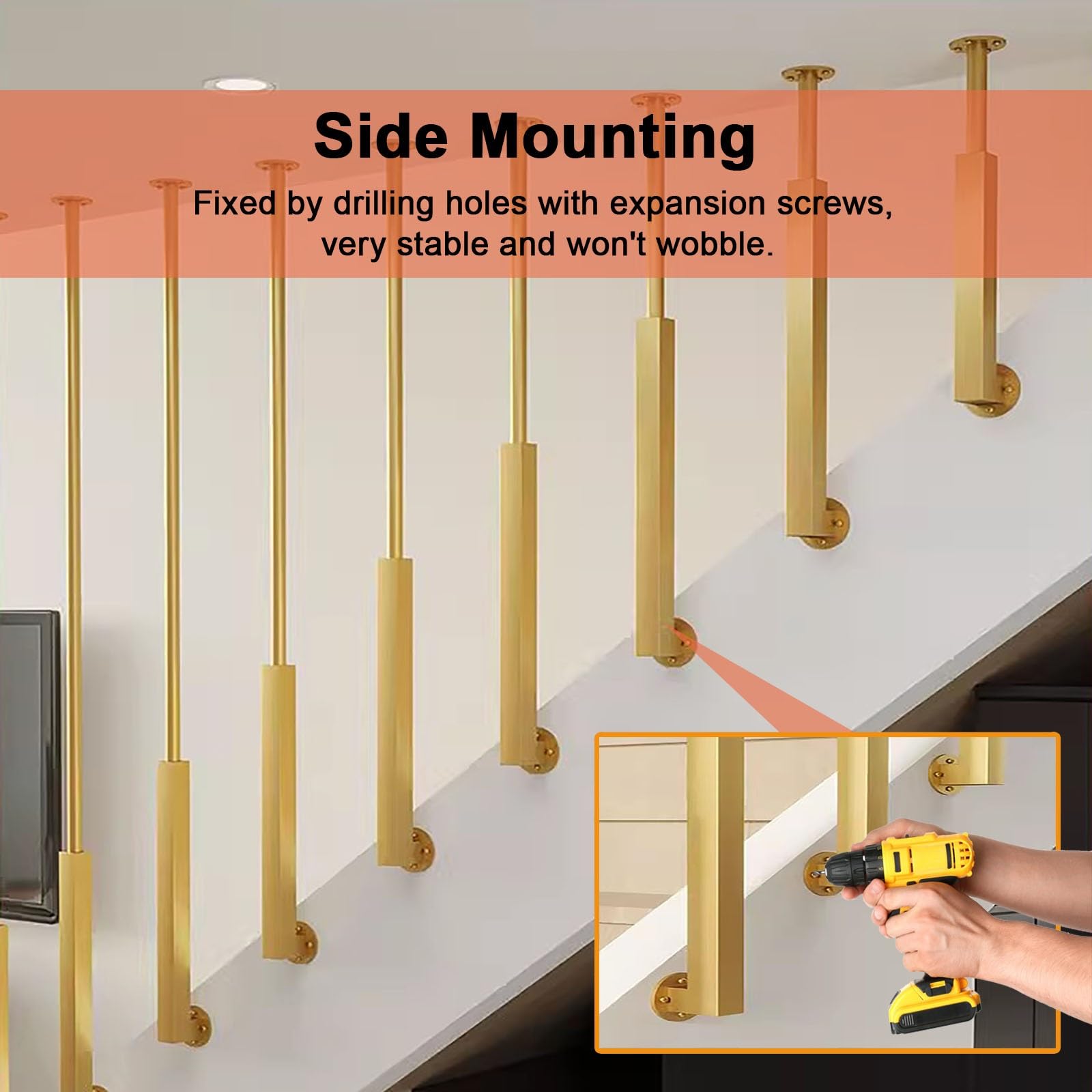 Ringhiere per Scale Balaustre per Scale Bianche Fai da Te Personalizzate, Ringhiere per Scale Interne in Metallo per Loft, Hotel, Ville, Uffici, Colonne per Balaustre(H 135 CM)