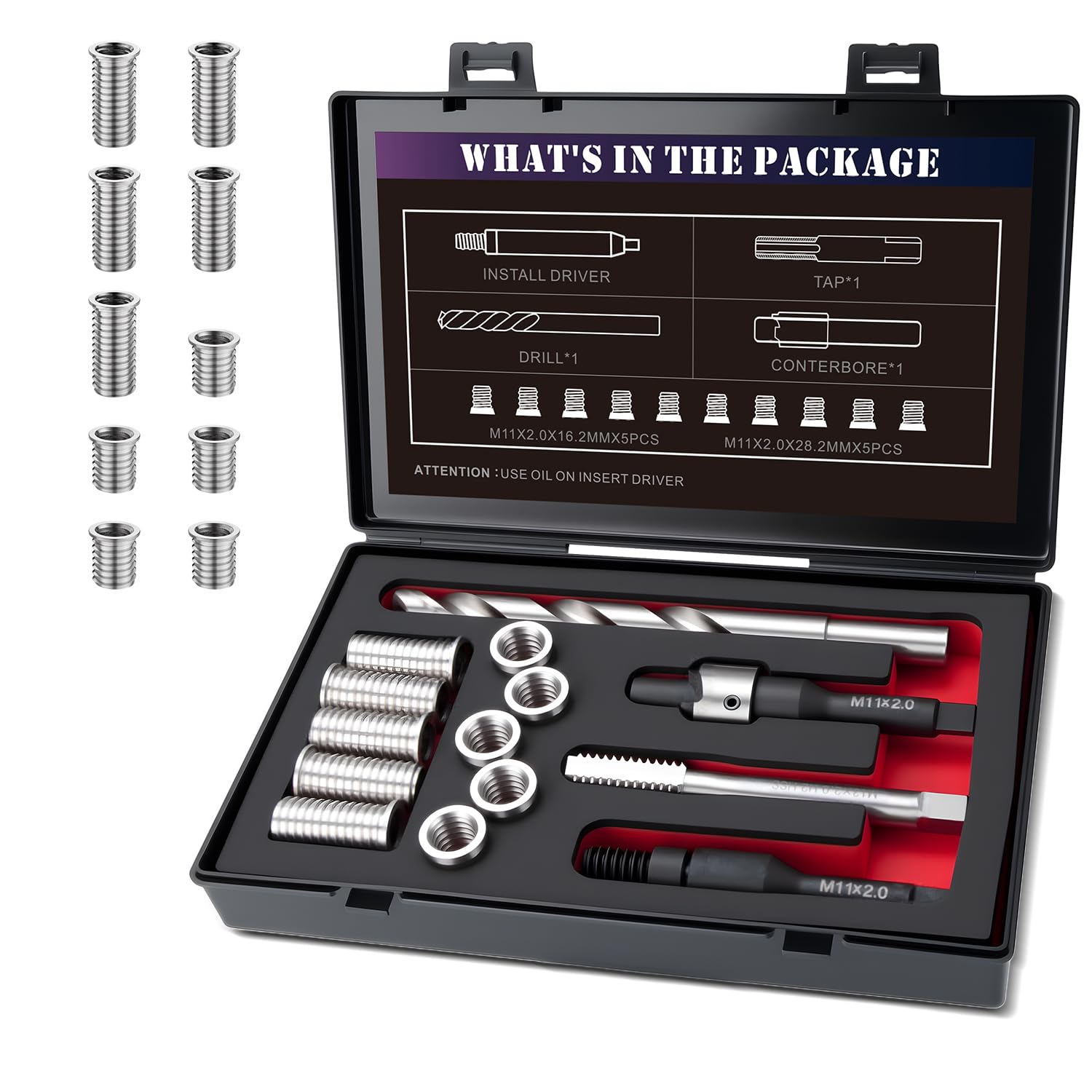 Amazon.com: SENNMONN M11X2.0 Metric Thread Repair Kit with