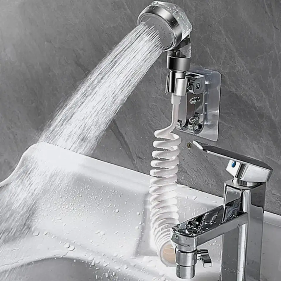 Chuveiro de Parede Pulverizador de Pia Portátil – Ducha para Lavar Cabelos, Pets e Bebês | Com Suporte de Parede – Banheiro ou Cozinha
